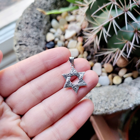 New Handmsade Solid 925 Sterling Silver Star of David Pendant - Picture 4 of 6